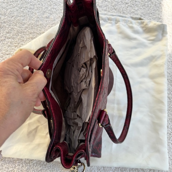 Michael Kors Burgundy Snake Print Satchel - Picture 6 of 7